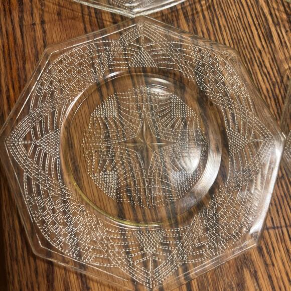 6 Depression Glass L.E. SMITH Yellow ROMANESQUE OCTAGON 7.5” PLATES EXCELLENT! - Picture 9 of 14